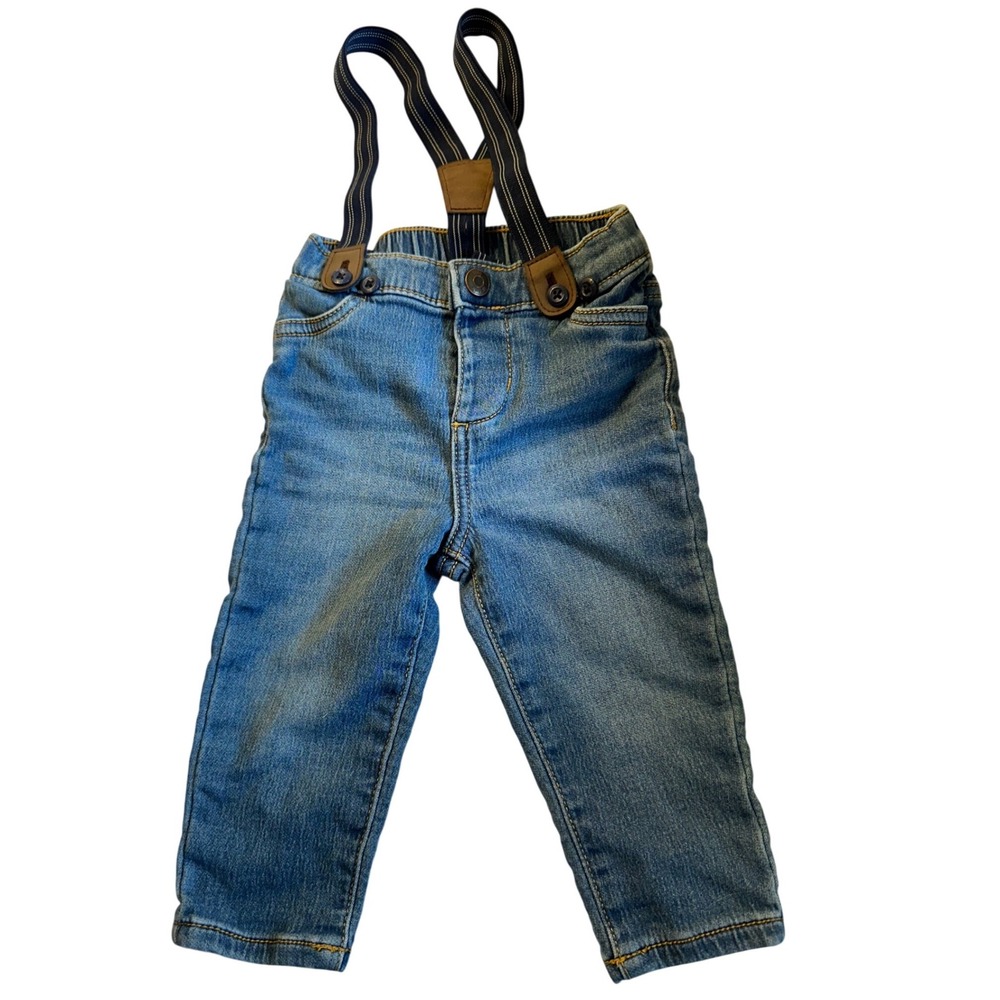 Baby Bgosh Suspenders Jeans Baby 12M Denim Pull On Pants Osh Kosh Adjustable